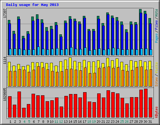 Daily usage for May 2013