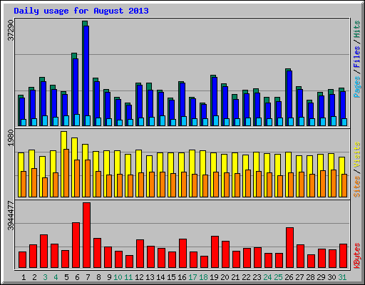 Daily usage for August 2013