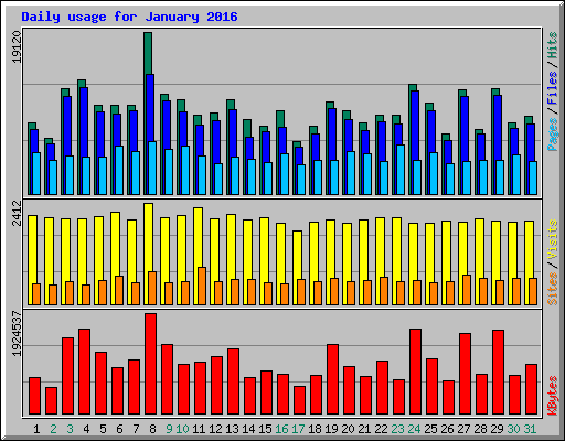 Daily usage for January 2016