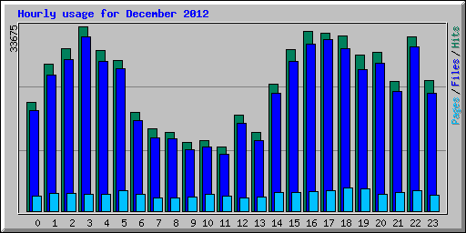 Hourly usage for December 2012