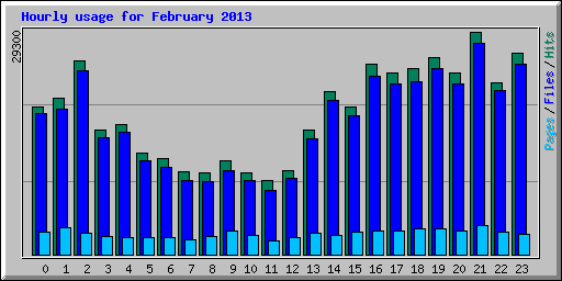 Hourly usage for February 2013