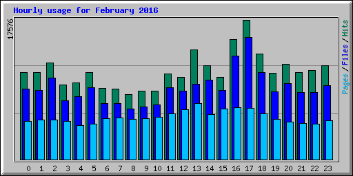 Hourly usage for February 2016